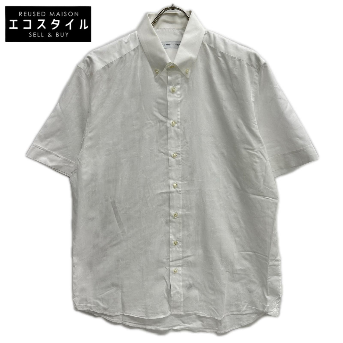 ETRO エトロ 171-1K528-6137 ホワイト コットン 総柄 半袖シャツ トップス