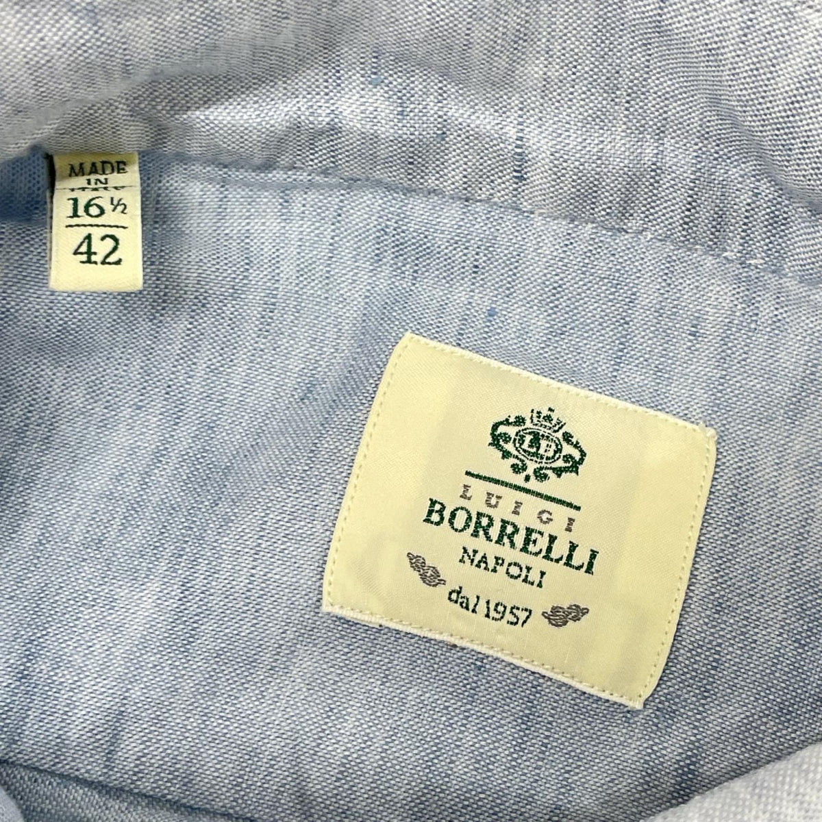BORRELLI ボレッリ スカイブルー リネン混 ドレスシャツ トップス