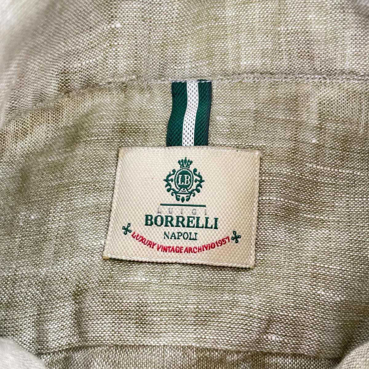 BORRELLI ボレッリ カーキ リネン100 ドレスシャツ トップス