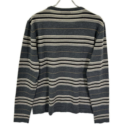 BURBERRY バーバリー グレー×ベージュ ボーダー メリノウール ニットトップス トップス