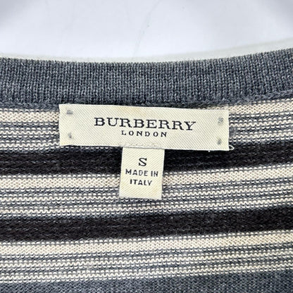 BURBERRY バーバリー グレー×ベージュ ボーダー メリノウール ニットトップス トップス