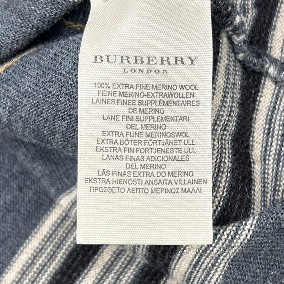 BURBERRY バーバリー グレー×ベージュ ボーダー メリノウール ニットトップス トップス