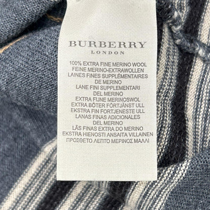BURBERRY バーバリー グレー×ベージュ ボーダー メリノウール ニットトップス トップス