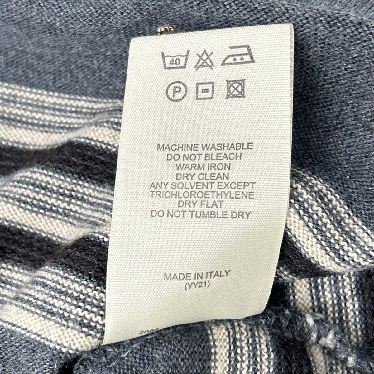 BURBERRY バーバリー グレー×ベージュ ボーダー メリノウール ニットトップス トップス