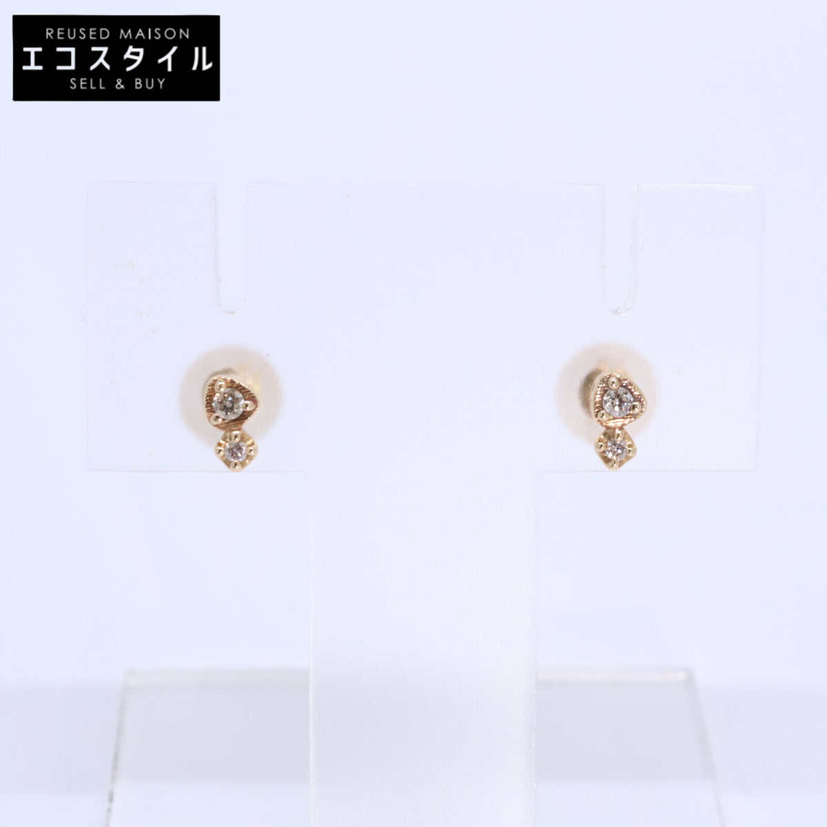agete アガット 【美品】10244112428 K10 0.02刻印 ダイヤモンド ピアス