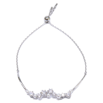 SWAROVSKI スワロフスキー 【美品】Constella クリスタルパール キュービックジルコニア プルクロージャー式 ブレスレット
