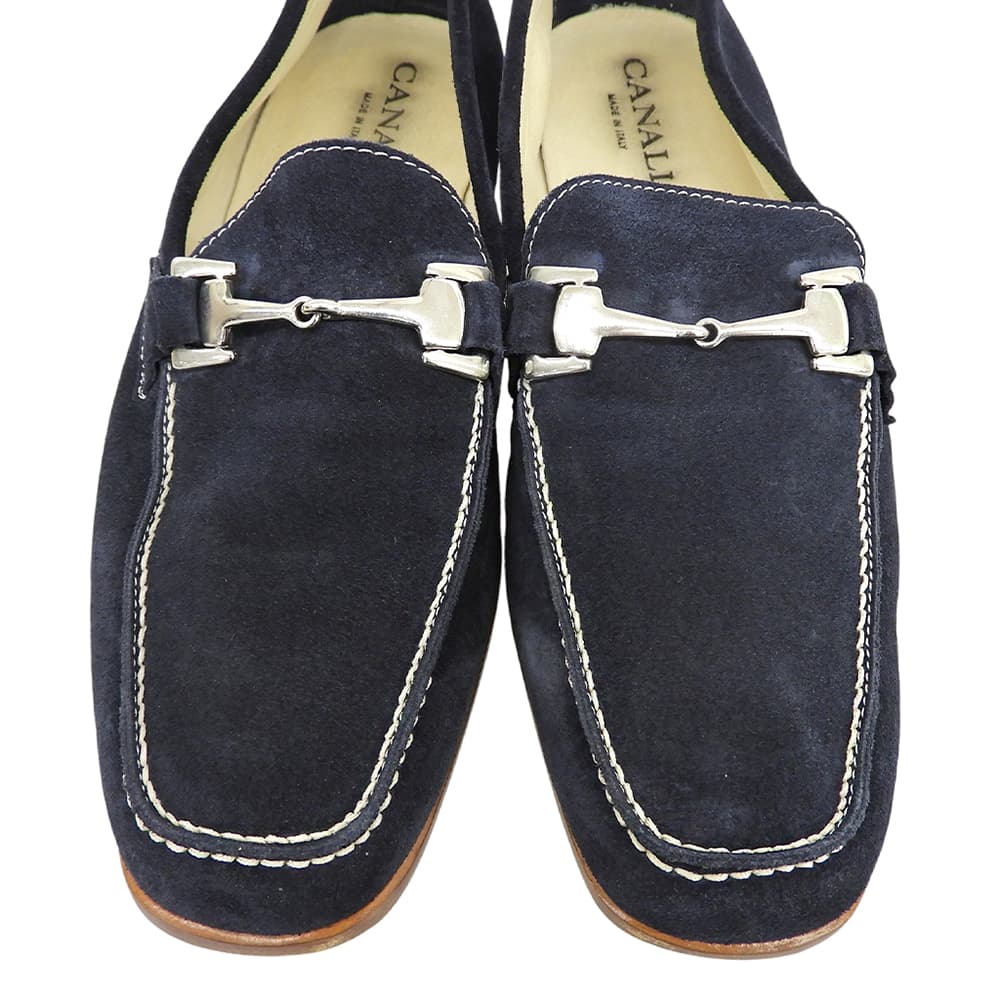 CANALI カナーリ スエード ビット金具 ローファー シューズ メンズ ネイビー 41 シューズ