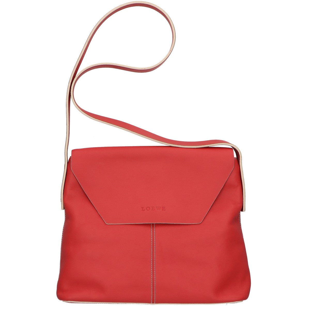 LOEWE ロエベ 美品 レザー ロゴ フラップ ショルダーバッグ