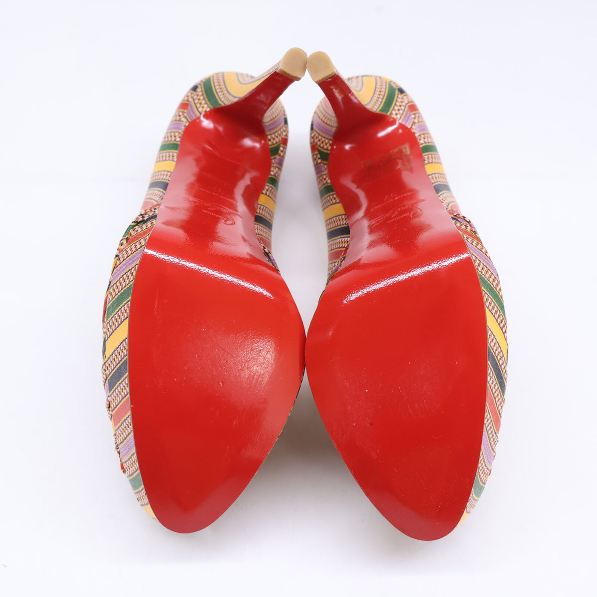 CHRISTIAN LOUBOUTIN クリスチャンルブタン 【美品】ストライプ オープントゥ ヒールパンプス シューズ