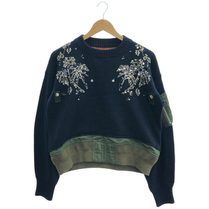 sacai サカイ 20-04857 スパンコール MA-1 ドッキングニットトップス トップス