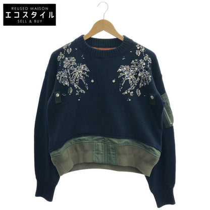 sacai サカイ 20-04857 スパンコール MA-1 ドッキングニットトップス トップス