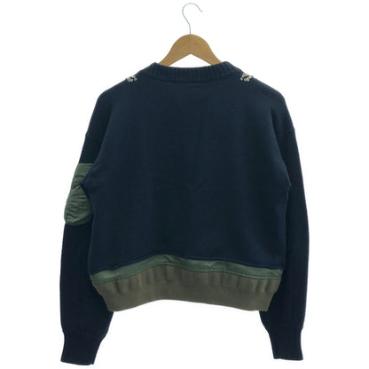 sacai サカイ 20-04857 スパンコール MA-1 ドッキングニットトップス トップス