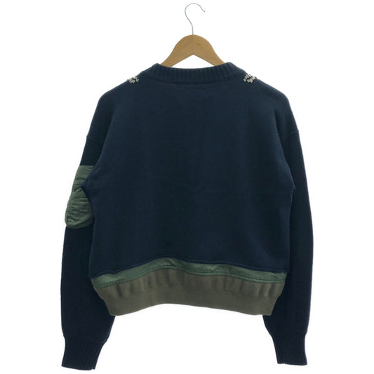 sacai サカイ 20-04857 スパンコール MA-1 ドッキングニットトップス トップス