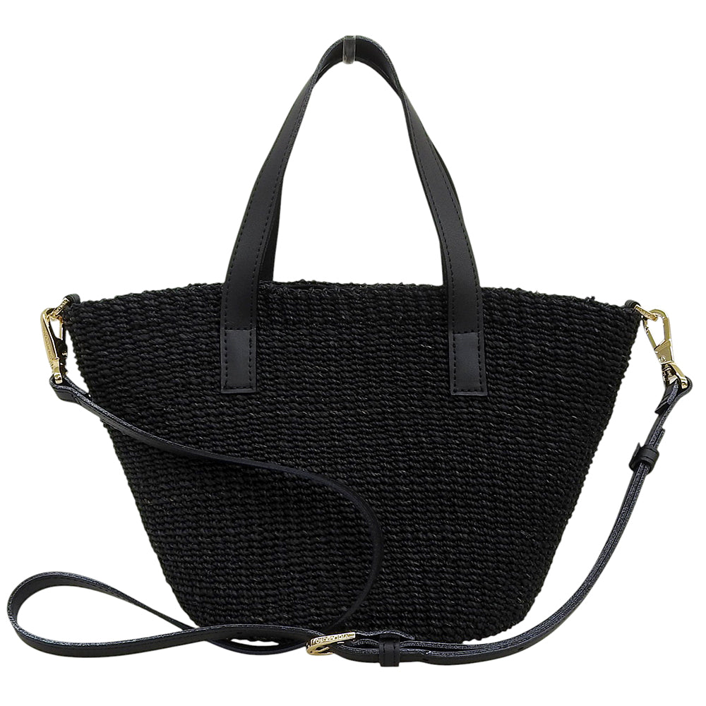 VIOLAd'ORO ヴィオラドーロ 美品 MIRO アバカ製 2WAY トートバッグ ハンドバッグ レディース ブラック V-8756 トートバッグ