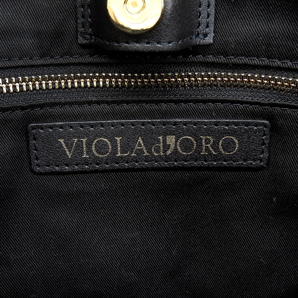 VIOLAd'ORO ヴィオラドーロ 美品 MIRO アバカ製 2WAY トートバッグ ハンドバッグ レディース ブラック V-8756 トートバッグ