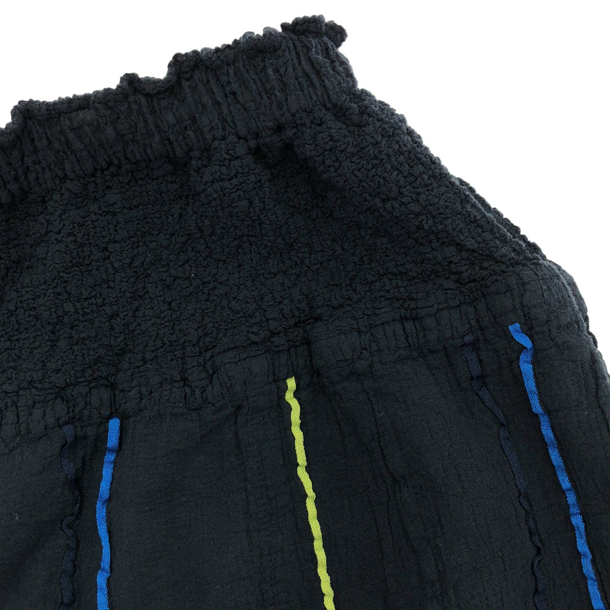 MeISSEYMIYAKE ミーイッセイミヤケ MI02FF504 ネイビー 20SS ストライプ シワプリーツ イージーパンツ ボトムス