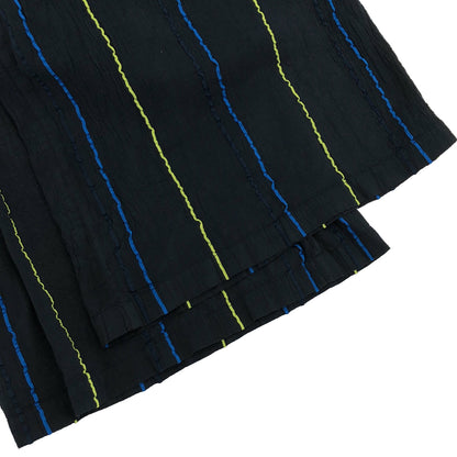 MeISSEYMIYAKE ミーイッセイミヤケ MI02FF504 ネイビー 20SS ストライプ シワプリーツ イージーパンツ ボトムス