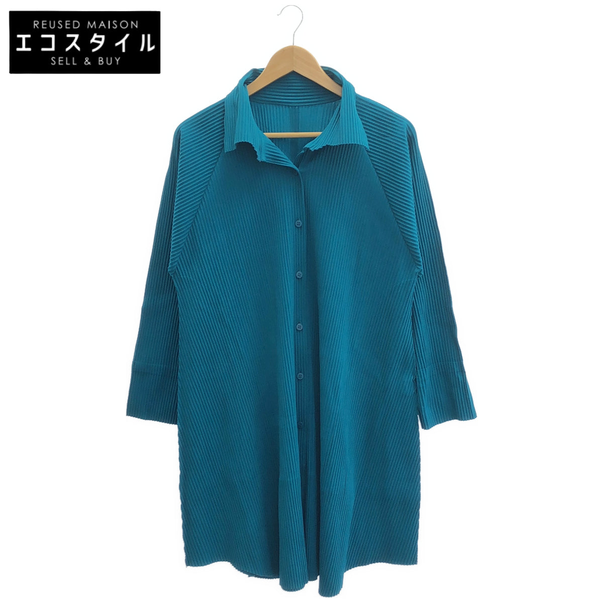 MeISSEYMIYAKE ミーイッセイミヤケ MI14KJ638 ブルー プリーツ加工 長袖シャツ トップス