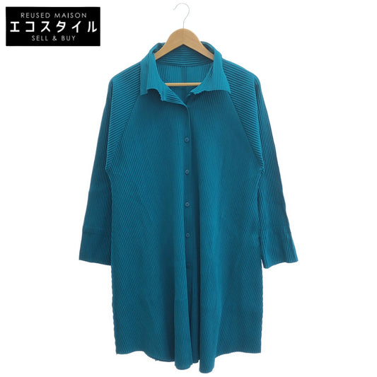 MeISSEYMIYAKE ミーイッセイミヤケ MI14KJ638 ブルー プリーツ加工 長袖シャツ トップス