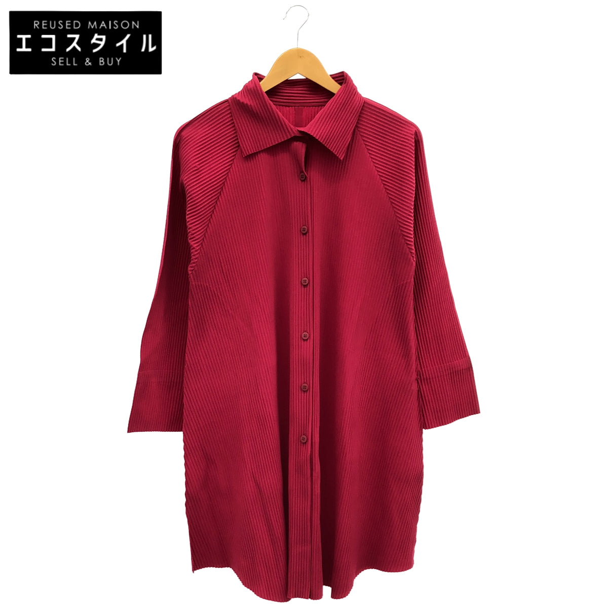 MeISSEYMIYAKE ミーイッセイミヤケ MI14KJ638 レッド プリーツ加工 長袖シャツ トップス
