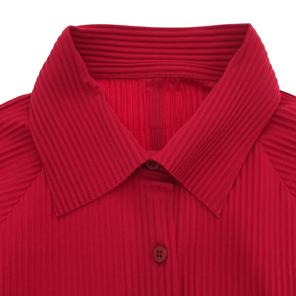 MeISSEYMIYAKE ミーイッセイミヤケ MI14KJ638 レッド プリーツ加工 長袖シャツ トップス