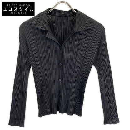 PLEATS PLEASE プリーツプリーズ PP51-JJ147 ブラック オープンカラー プリーツブラウス トップス