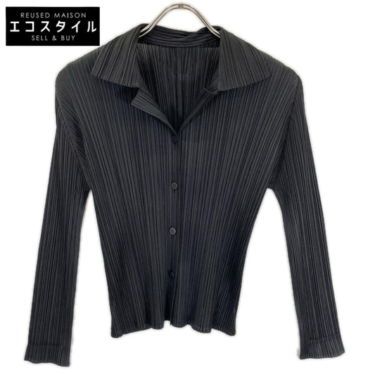 PLEATS PLEASE プリーツプリーズ PP51-JJ147 ブラック オープンカラー プリーツブラウス トップス
