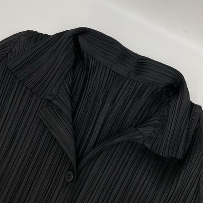PLEATS PLEASE プリーツプリーズ PP51-JJ147 ブラック オープンカラー プリーツブラウス トップス