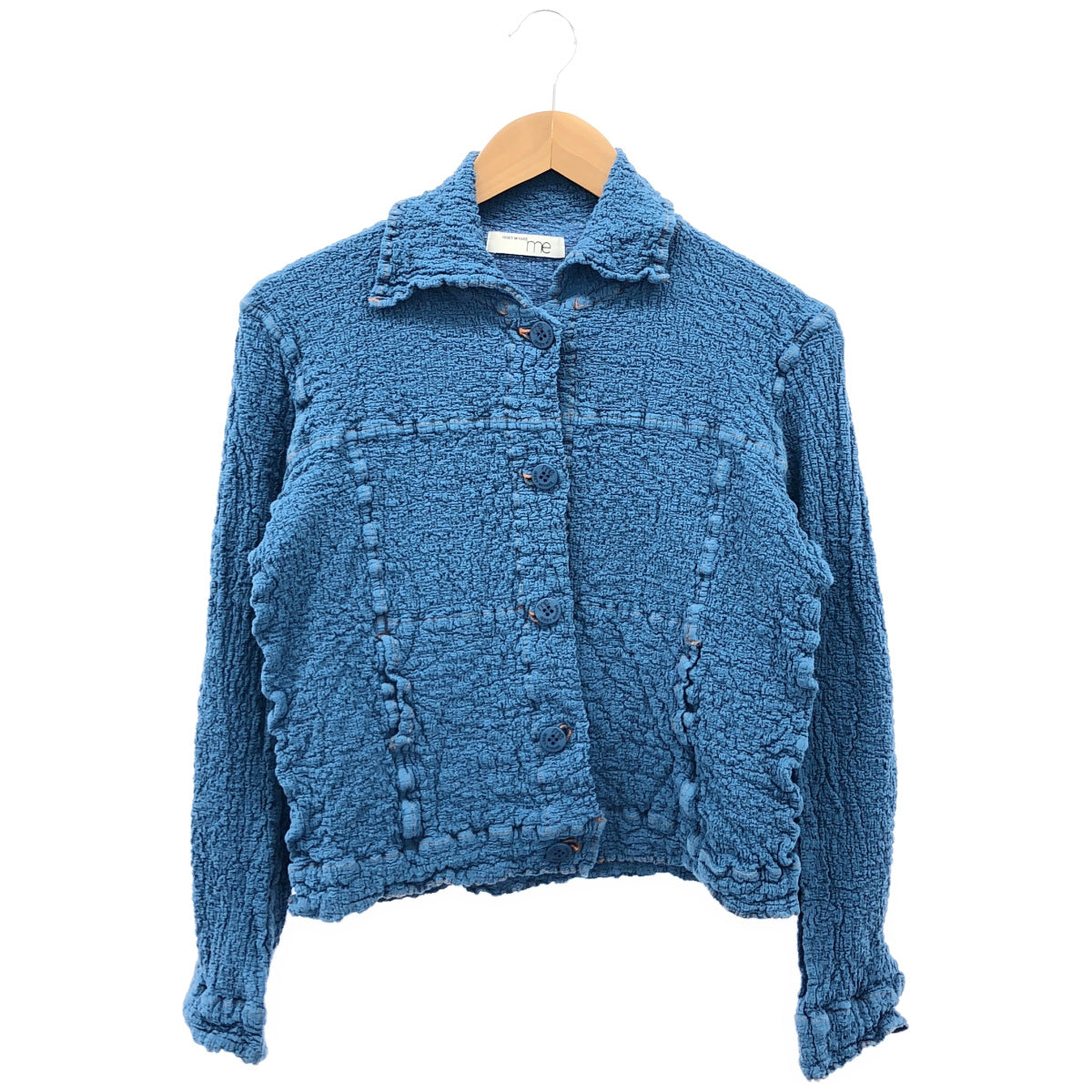 MeISSEYMIYAKE ミーイッセイミヤケ MI14FD223 ブルー DENIM CAULIFLOWER しわ加工 ジャケット トップス