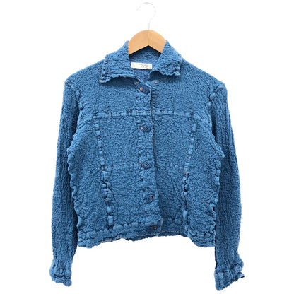 MeISSEYMIYAKE ミーイッセイミヤケ MI14FD223 ブルー DENIM CAULIFLOWER しわ加工 ジャケット トップス