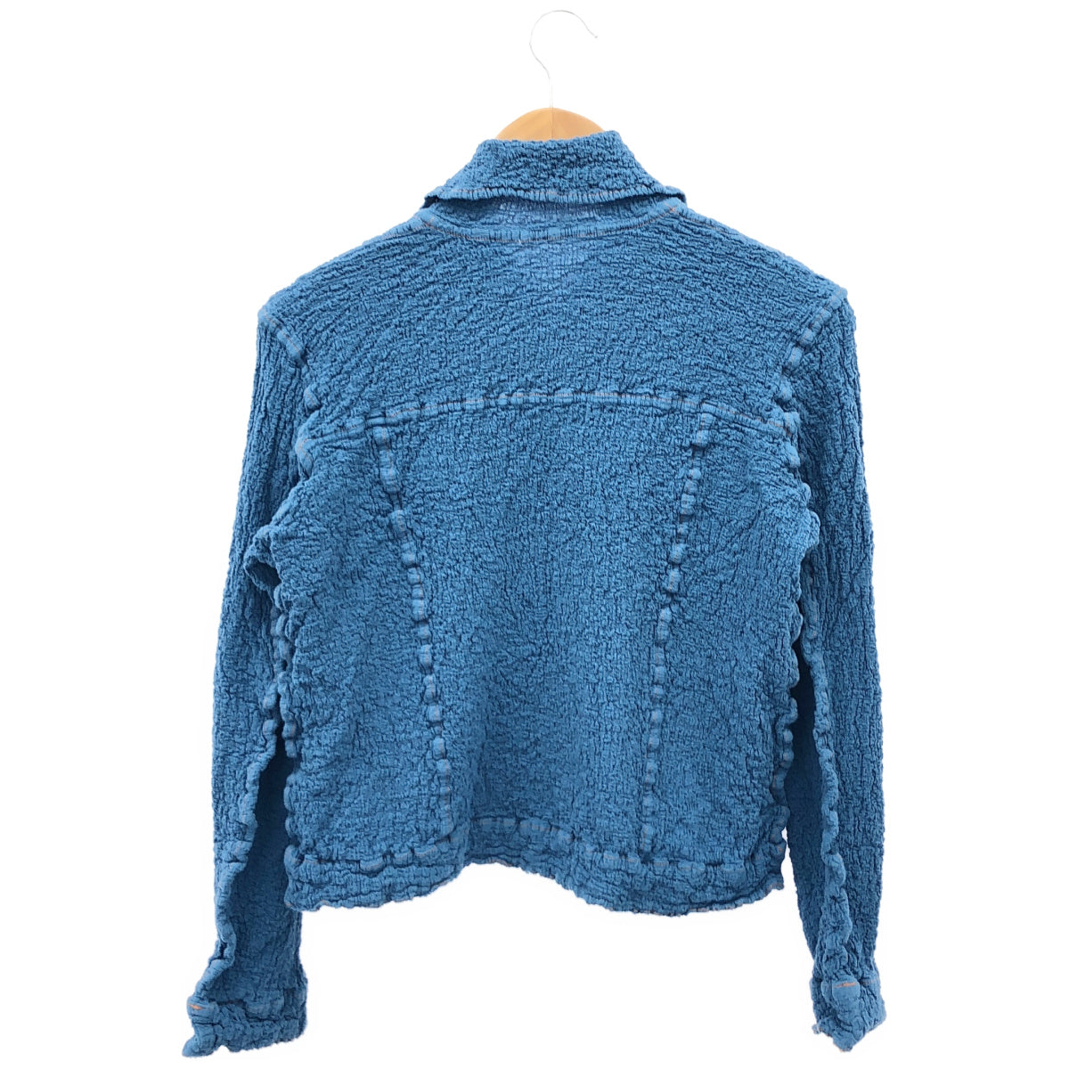 MeISSEYMIYAKE ミーイッセイミヤケ MI14FD223 ブルー DENIM CAULIFLOWER しわ加工 ジャケット トップス