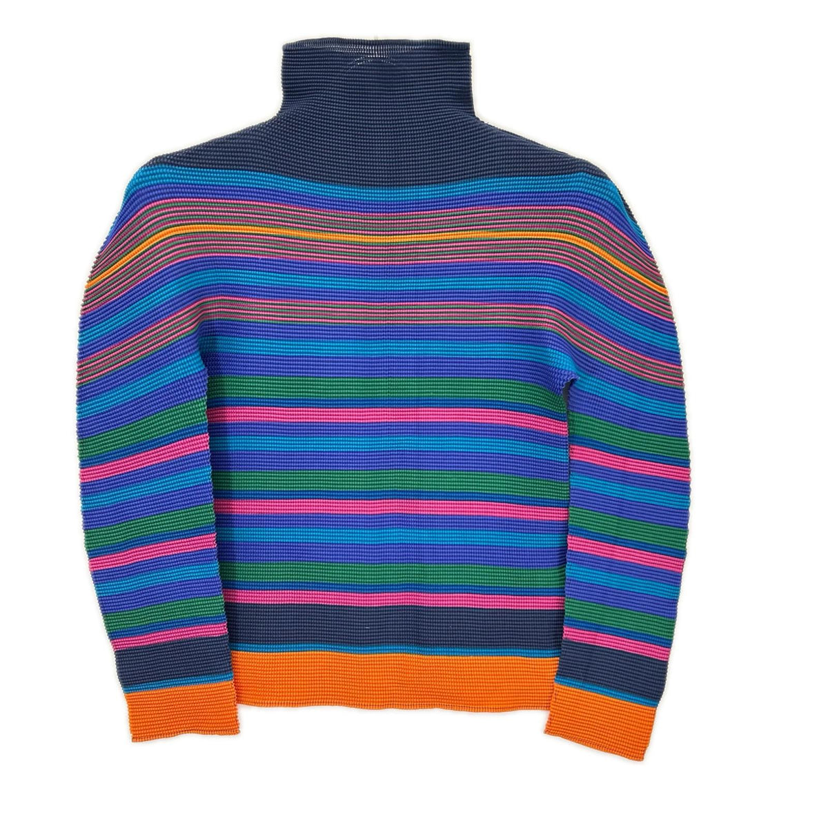 MeISSEYMIYAKE ミーイッセイミヤケ MI73FJ411 マルチカラー ボーダー ハイネック カットソー トップス