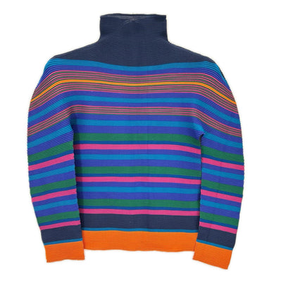 MeISSEYMIYAKE ミーイッセイミヤケ MI73FJ411 マルチカラー ボーダー ハイネック カットソー トップス