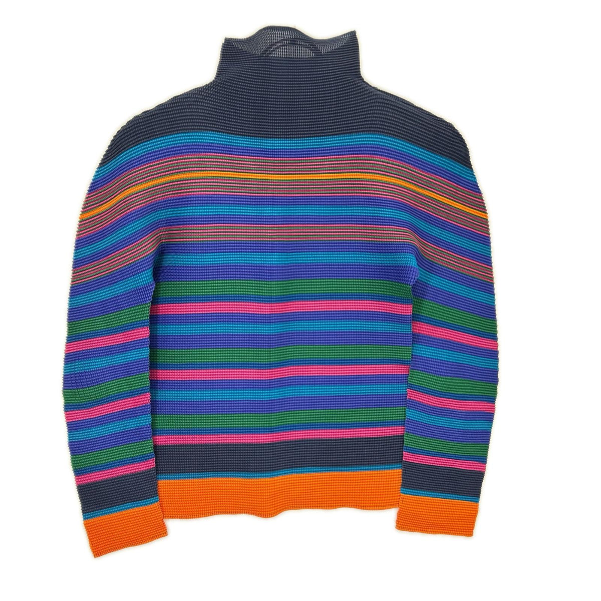 MeISSEYMIYAKE ミーイッセイミヤケ MI73FJ411 マルチカラー ボーダー ハイネック カットソー トップス