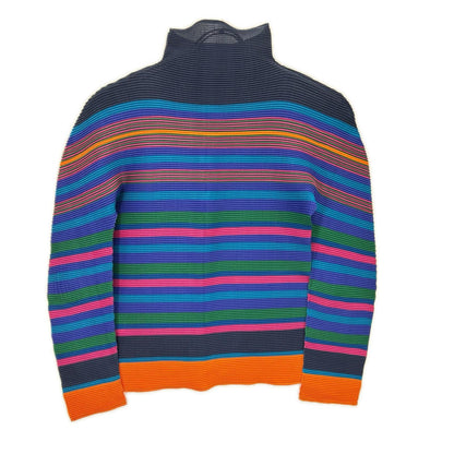 MeISSEYMIYAKE ミーイッセイミヤケ MI73FJ411 マルチカラー ボーダー ハイネック カットソー トップス