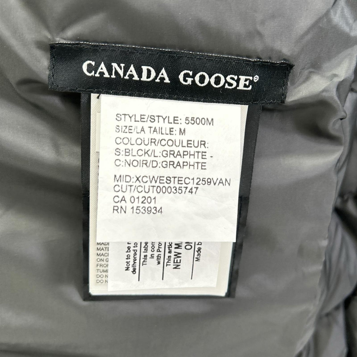 CANADA GOOSE カナダグース 5500M ブラック BROOKVALE JACKET ライトラダウン ジャケット