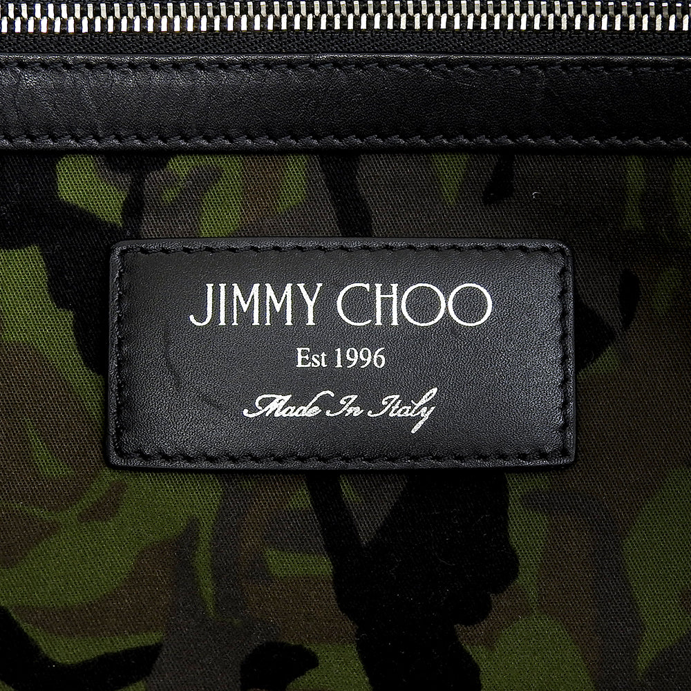 JIMMY CHOO ジミーチュウ 美品 PIMLICOS EMG レザー 裏地カモフラ スター エンボス プムリコ トートバッグ レディース ブラック トートバッグ