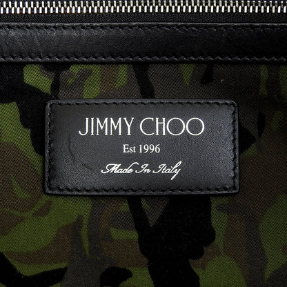 JIMMY CHOO ジミーチュウ 美品 PIMLICOS EMG レザー 裏地カモフラ スター エンボス プムリコ トートバッグ レディース ブラック トートバッグ