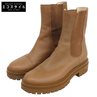 Gianvito Rossi ジャンヴィト・ロッシ CHESTER レザー サイドゴア ブーツ シューズ レディース ブラウン 37 73462 シューズ