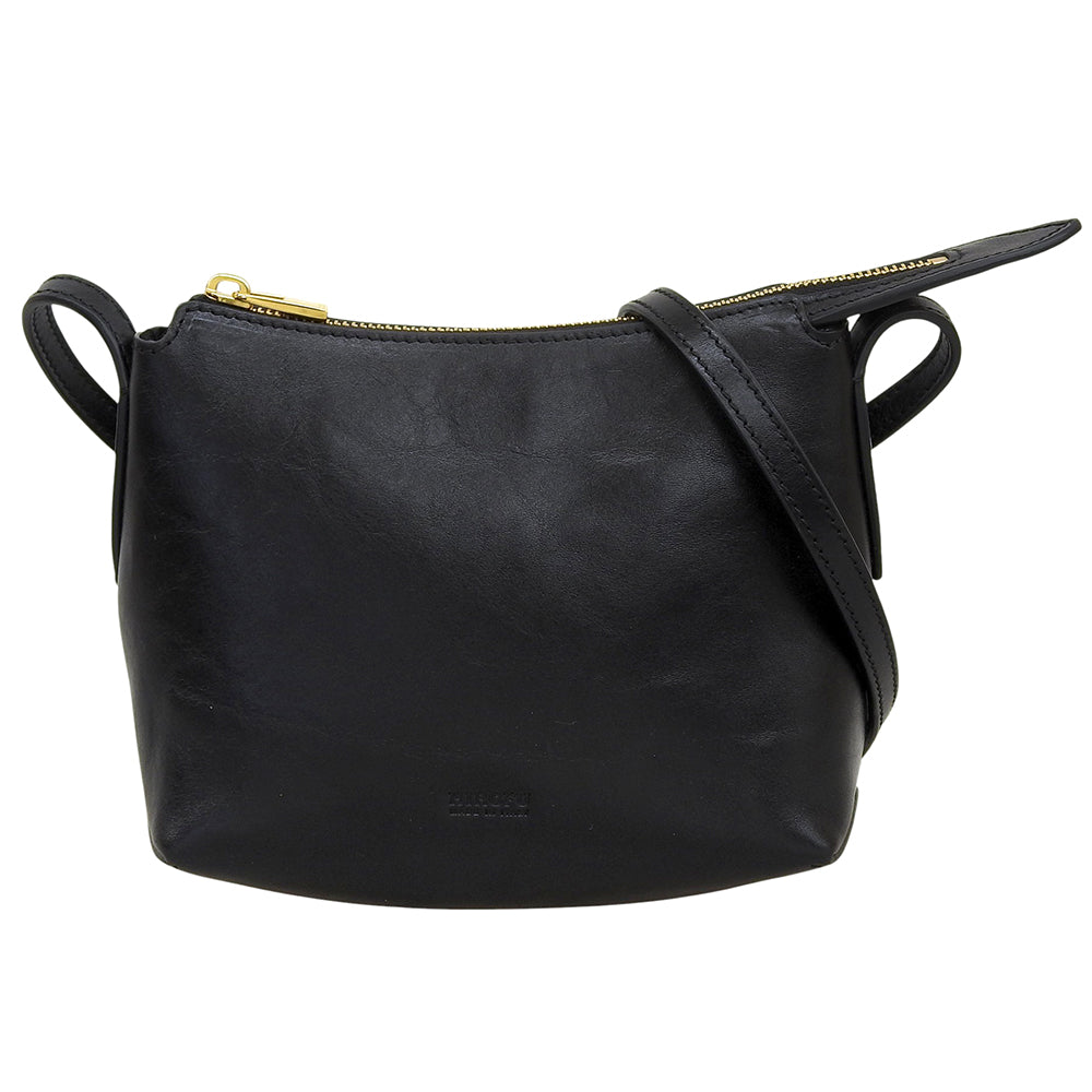 HIROFU ヒロフ 美品 アルテ レザー ショルダーバッグ S 本革 ミニバッグ ショルダーバッグ レディース ブラック P25-10525 ショルダーバッグ