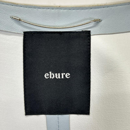 ebure エブール 3110200018 ブルー ラムレザー トレンチデザイン ノーカラーオーバーロングコート コート