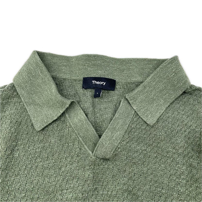 Theory セオリー グリーン BRENAN PL T PACIFIC LINEN ニットポロ トップス