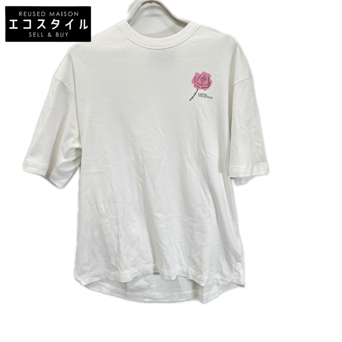 LANVIN COLLECTION ランバンコレクション 248504 ホワイト ロースプリント 半袖 Tシャツ トップス