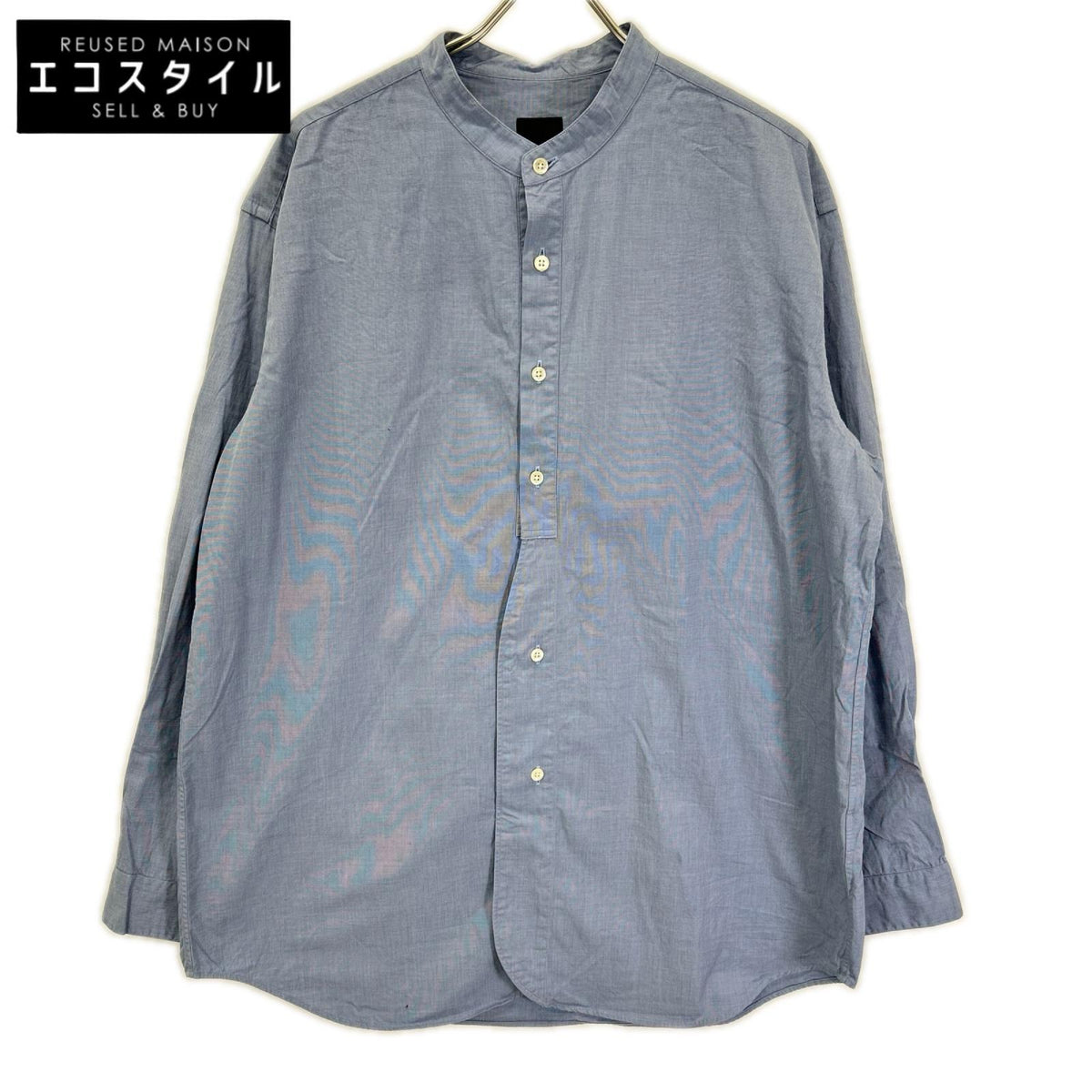 LANVIN COLLECTION ランバンコレクション 258702 ブルー バンドカラー オフィサーズ シャツ トップス