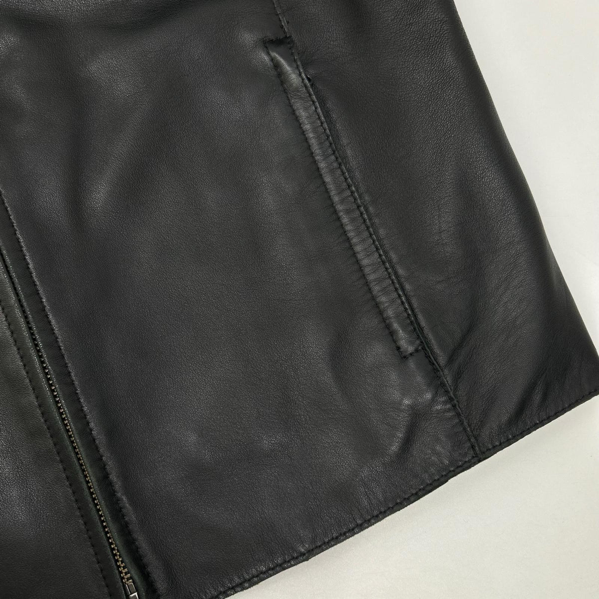 23区 23区 ブラック ラムレザー ノーカラー ブルゾン ジャケット