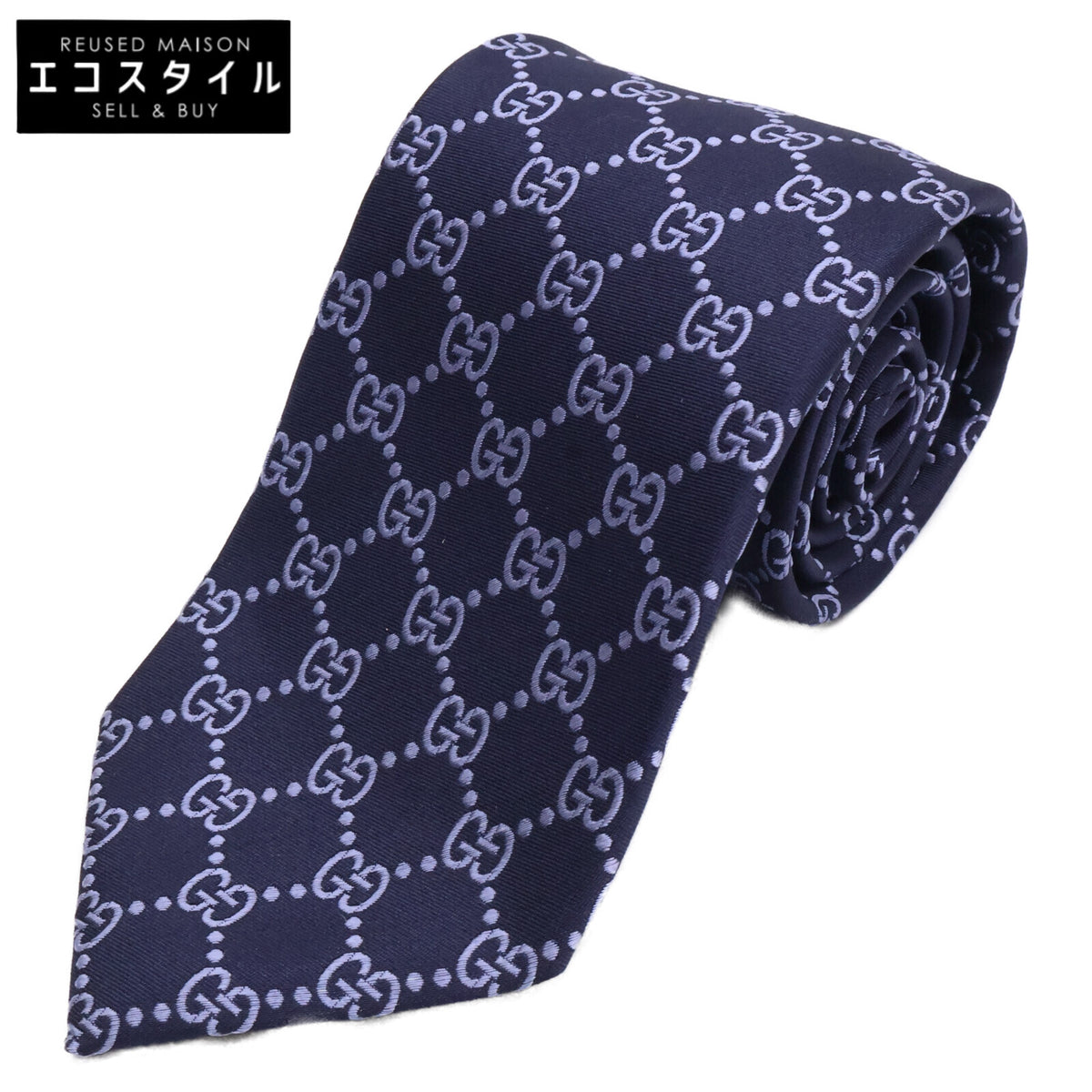 GUCCI グッチ 【美品】024222 4B002 GGパターン シルク ネクタイ