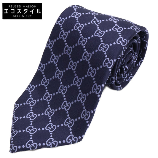 GUCCI グッチ 【美品】024222 4B002 GGパターン シルク ネクタイ