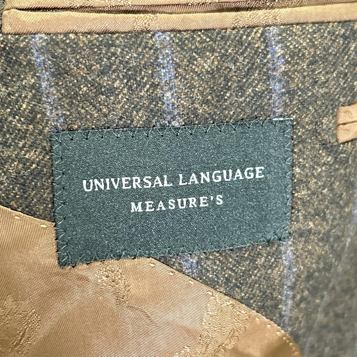 UNIVERSAL LANGUAGE ユニバーサルランゲージ TR16 ブラウン ストライプ カノニコ ヘリンボーンウール 段返り3ボタンスーツ スーツ セットアップ