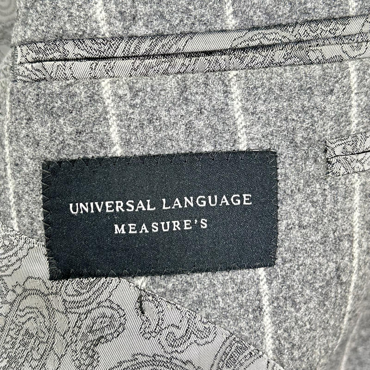 UNIVERSAL LANGUAGE ユニバーサルランゲージ TR16 グレー ストライプ カノニコ ウール 段返り3ボタンスーツ スーツ セットアップ