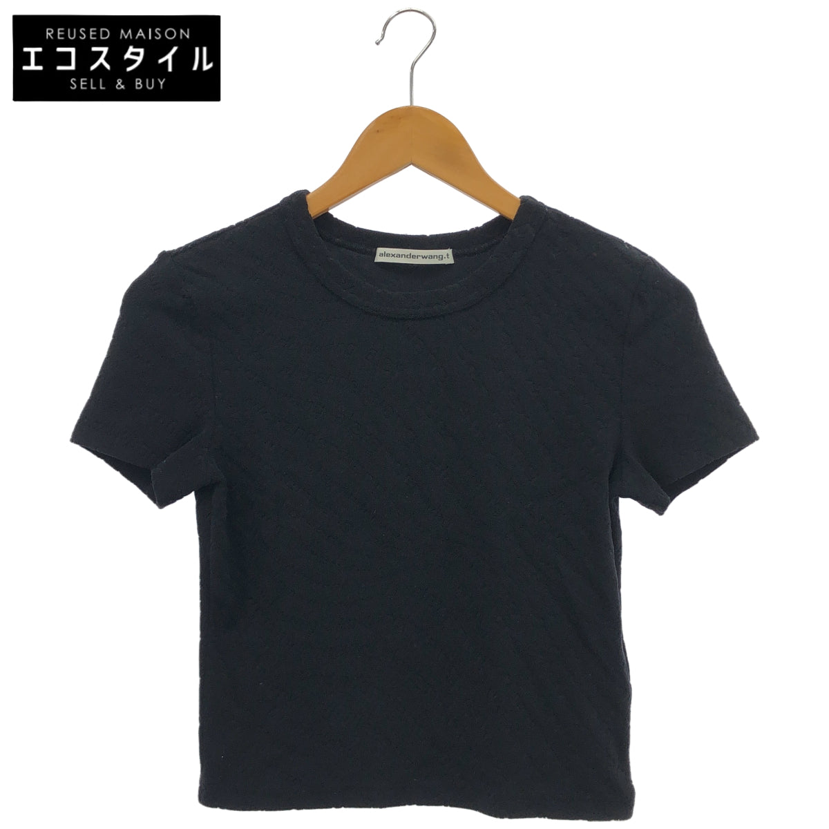 ALEXANDER WANG アレキサンダーワン 4CC1241426 ブラック パイル地 総柄ロゴ カットソー トップス